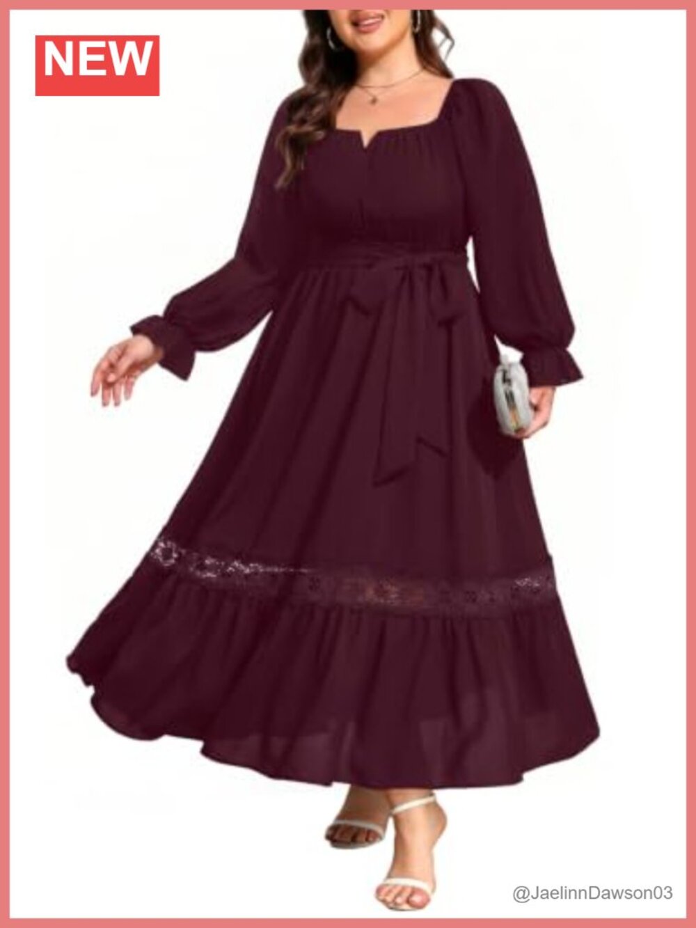 Plus Size Maxi Dress 100% Polyester Smocked Wedding Guest Flutter Sleeve